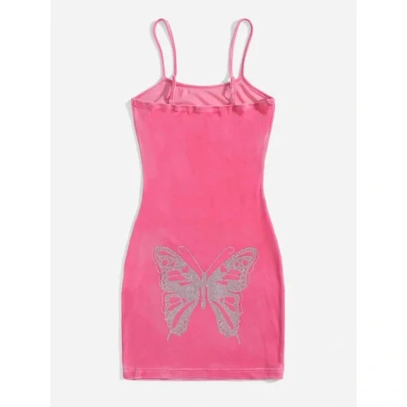 shein pink velvet dress SHEIN Solid Hot Pink Ruched Backless Velvet Dress Nwt Size Small Barbie  Fashion